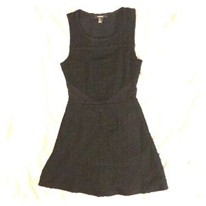 Black sleeveless mini dress w/ waist mesh cut out